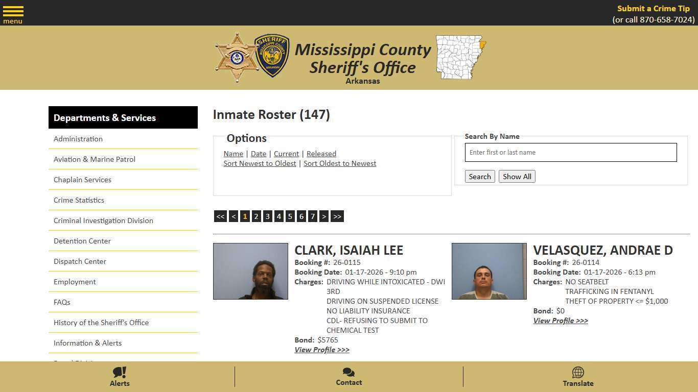 Inmate Roster - Current Inmates Booking Date Descending - Mississippi County AR Sheriff